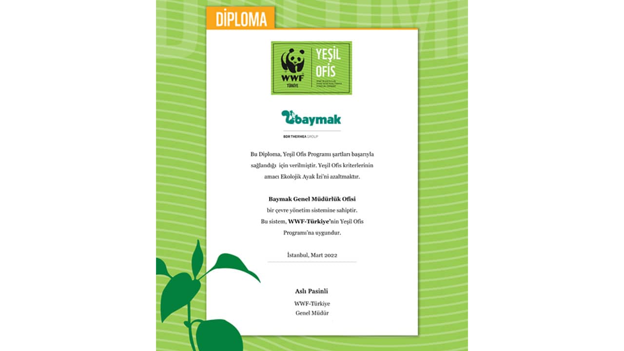 Baymak “Yeşil Ofis Diploması”nı Alarak Sürdürülebilir Gelecek Hedefleri Yolunda Önemli Bir Başarıya İmza Attı